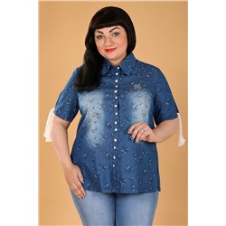 Рубашка женская джинсовая с коротким рукавом