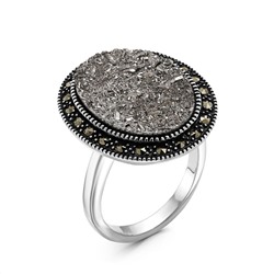 Кольцо из чернёного серебра с нат.друзой агата и марказитами 925 пробы MR01617о-1