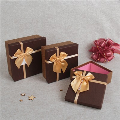 Набор коробок 3 в 1, цвет коричневый, 18 х 18 х 9,5 - 14 х 14 х 6,5 см