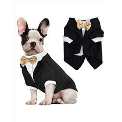 1 Stück Hund Formelle Anzug Shirt Kleidung Mit Schleife, Geeignet Für Kleine Und Mittelgroße Hunde, Hochzeit Und Party Kleiden