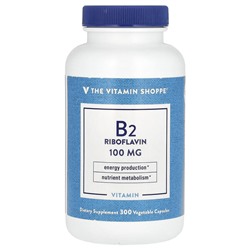 The Vitamin Shoppe Vitamin B2 Riboflavin, 100 mg, 300 Vegetable Capsules
