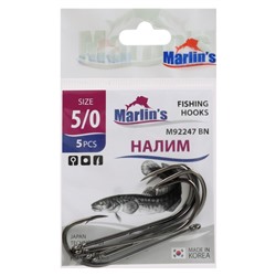 Крючок Marlin's НАЛИМ BAITHOLDER BLN №5/0, 5 шт.