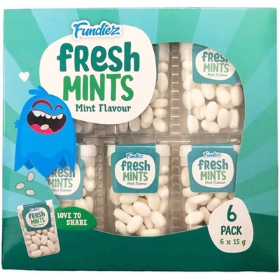 Мятное драже Fundiez Fresh Mints 6 упаковок по 15 гр