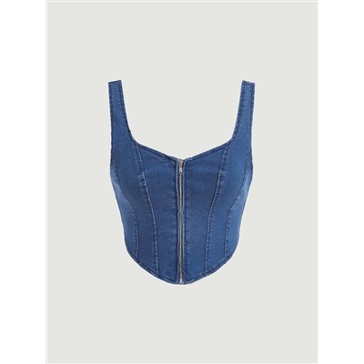 SHEIN Cami Denim Top mit Reißverschluss, Bandana Saum