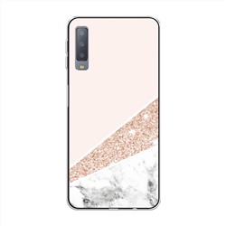 Силиконовый чехол Блестящий розовый мрамор на Samsung Galaxy A7 2018