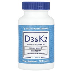 The Vitamin Shoppe Vitamin D3 & K2, 120 Capsules