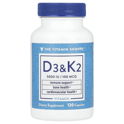 The Vitamin Shoppe Vitamin D3 & K2, 120 Capsules