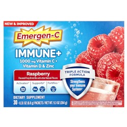 Emergen-C Immune+ Витамин C + Витамин D & Цинк, Малина - 30 пакетов - 8,8 г - Emergen-C