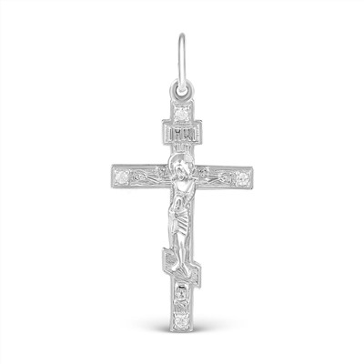 Крест из родированного серебра с фианитами 925 пробы К3-508р 200