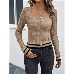 SHEIN Essnce Pullover mit Knopf vorne, Sweetheart Ausschnitt,