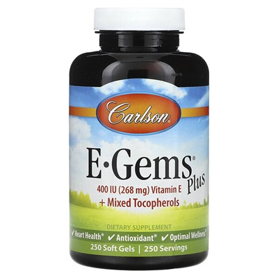 Carlson E-Gems Plus, 268 мг (400 МЕ), 250 мягких таблеток