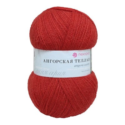 Пряжа Пехорка Ангорская тёплая (40% шерсть) 100 гр. 480 м. 88 Красный мак