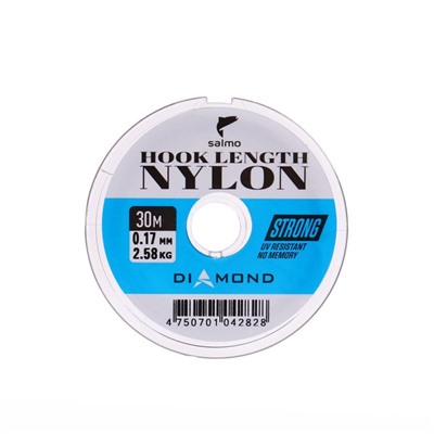 Леска монофильная Salmo Diamond HOOK LENGTH NYLON, диаметр 0.17 мм, тест 2.58 кг, 30 м