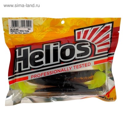 Виброхвост Helios Trofey Black Sparkles LT, 14 см, 4 шт. (HS-25-033)