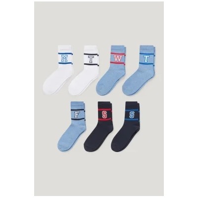 Multipack of 7 - letters - socks with motif