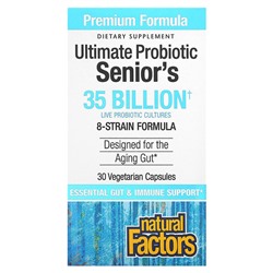 Natural Factors Ultimate Probiotic, Для пожилых людей, 35 миллиардов КОЕ, 30 вегетарианских капсул