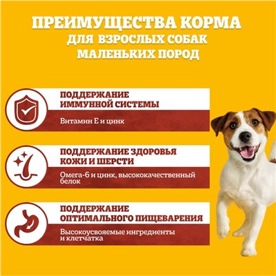 Сухой корм Pedigree для собак мелких пород, говядина, 600 г