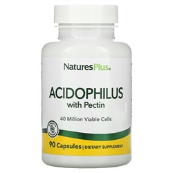 NaturesPlus Acidophilus с пектином - 40 миллионов живых клеток - 90 капсул - NaturesPlus