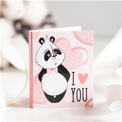 ● Мини-открытка "I ❤️ you (панда на розовом)"