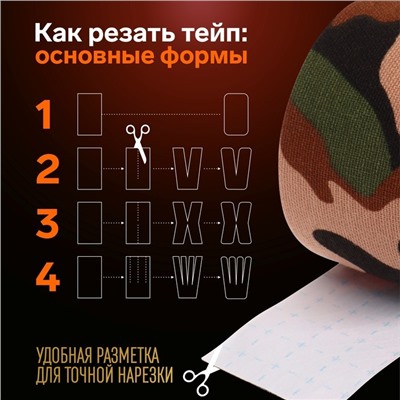 Кинезио-тейп, 3,8 см × 5 м, цвет камуфляж