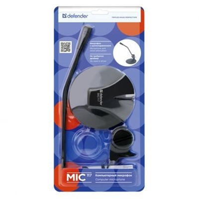 Микрофон DEFENDER MIC-117 на подставке, черный (64117)