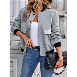 SHEIN Essnce Bomberjacke mit Klappe Detail, Kontrast Saum,