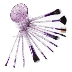 Кисти для макияжа в стакане-тубусе Brush Set Purple, 12 штук