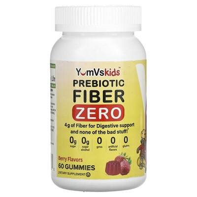 Yum V's Пребиотик Fiber Zero, ягоды, 2 г, 60 жевательных конфет