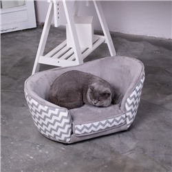 Лежак Teddy, 75х45х36 см, мебельная ткань, размер S, серого цвета