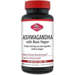 Olympian Labs Organic Ashwagandha with Black Pepper Supports The Brain, Muscle Mass and Strength - 60 Vegan Capsules