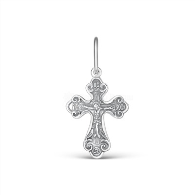 Крест православный из чернёного серебра - Спаси и сохрани 2,7 см 925 пробы 00-0034ч