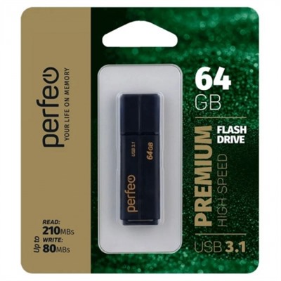 64Gb Perfeo C15 Black High Speed USB 3.1 (PF-C15B064HS)