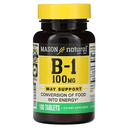 Mason Natural B-1, 100 мг, 100 таблеток - Mason Natural