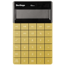 Калькулятор настольный Berlingo "PowerTX",  12 разр., двойное питание, 165*105*13мм, золотой CIZ_100