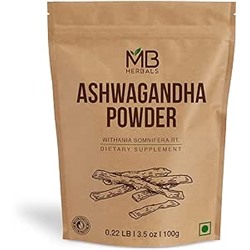 MB Herbals Pure Ashwagandha Powder 100 Gram (3.5 oz) | Withania somnifera Root Powder