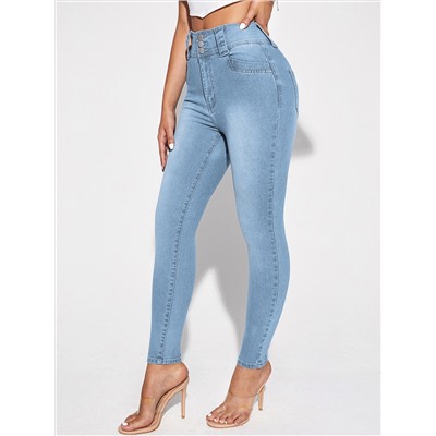 SHEIN Essnce Schmale Jeans mit hoher Taille