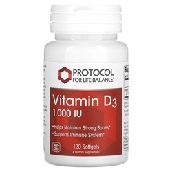Protocol for Life Balance Витамин D3 - 1000 МЕ - 120 мягких капсул - Protocol for Life Balance