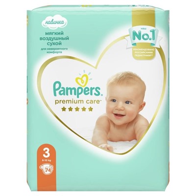 Подгузники Pampers Premium Care Размер 3, 74 шт.