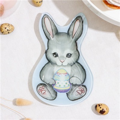 Блюдо стеклянное сервировочное Доляна «Пасхальный кролик», 21×13,5×1,8 см