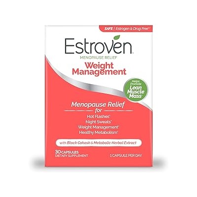 Estroven Weight Management for Menopause Relief - 30 Ct. - Clinically Proven Ingredients Help Manage Weight, Provide Night Sweats & Hot Flash Relief - Drug-Free & Gluten-Free Caplets