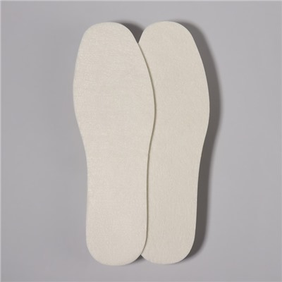 Стельки для обуви, утеплённые, универсальные, р-р RU до 43 (р-р Пр-ля до 45), 27,5 см, пара, цвет белый