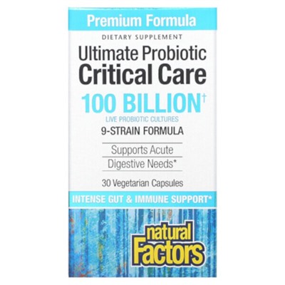 Natural Factors Ultimate Probiotic, Critical Care, 100 миллиардов КОЕ, 30 вегетарианских капсул